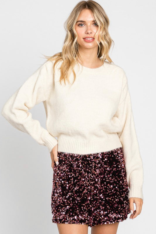 Rose- Maroon Sequin shorts