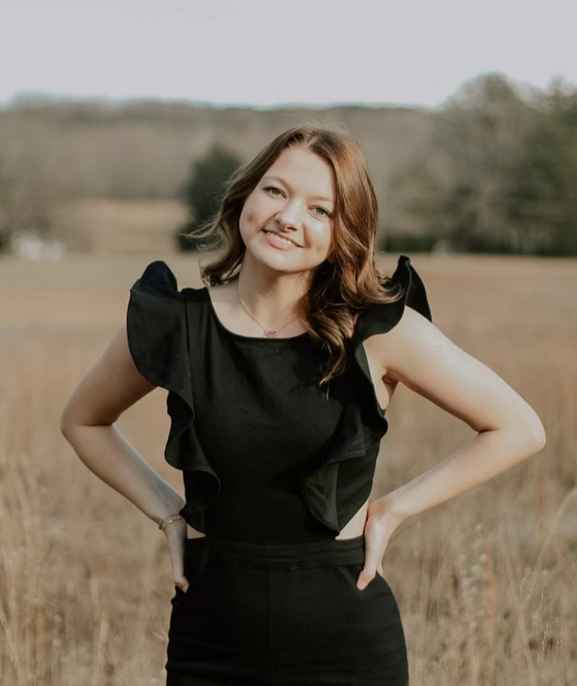 Black, Ruffled Sleeve, Flared Denim Jump suit