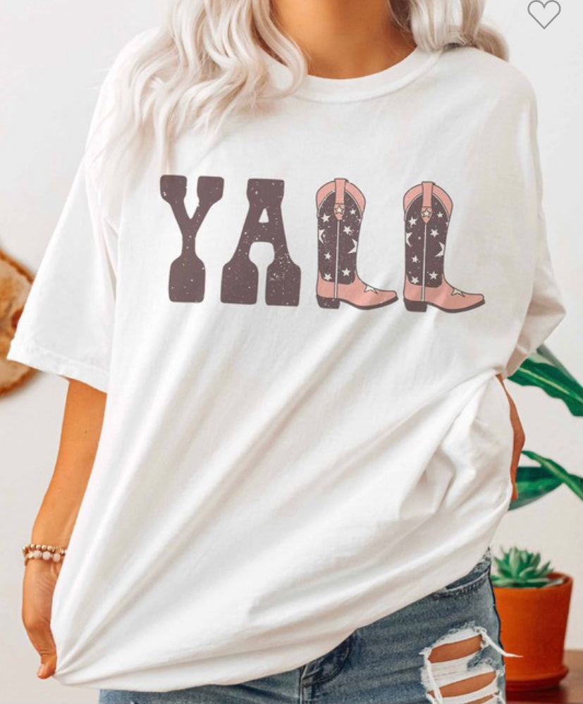 Y'ALL t-shirt white with boots