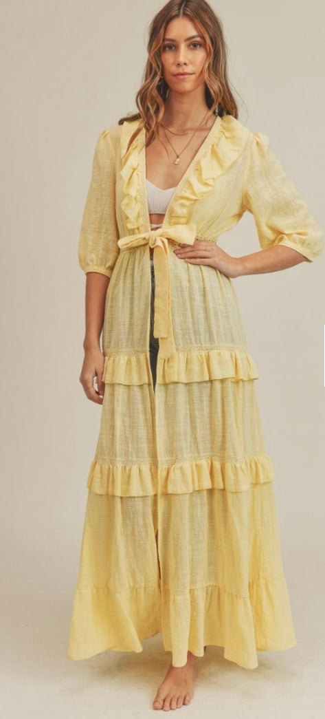 Gauze Maxi Duster Yellow- great for bathing suit cover up or just a day out